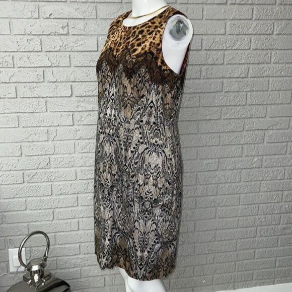Ann Taylor Women Leopard & Lace Print Shift Dress Size 10 - Picture 2 of 11
